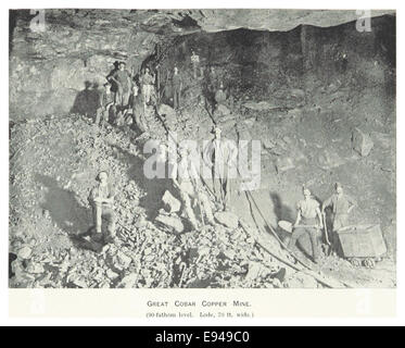 Illustration de 1899 de la mine de cuivre Great Cobar, l'une des principales exploitations minières d'Australie. L'image illustre l'infrastructure de la mine et son rôle dans l'économie industrielle du pays. Banque D'Images