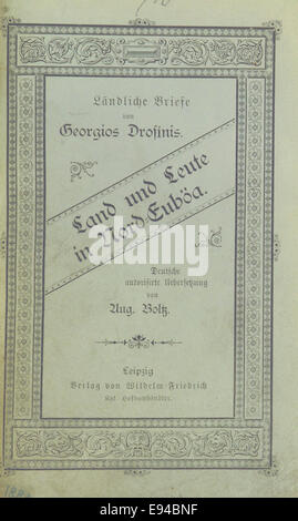 Cette illustration de 1884 tirée de Land und Leute in Nord-Euböa de Drosines représente le peuple et la terre de l'Eubée du Nord, en Grèce, capturant sa vie rurale et sa géographie à la fin du XIXe siècle. Le livre offre un aperçu historique de la culture de la région. Banque D'Images