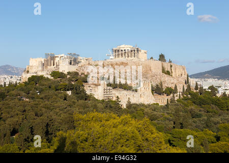 Temple du Parthénon sur l'acropole d'Athènes, dédié à la déesse Athéna de jeune fille Banque D'Images