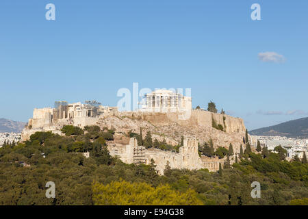 Temple du Parthénon sur l'acropole d'Athènes, dédié à la déesse Athéna de jeune fille Banque D'Images