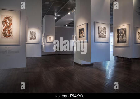 Musée d'Israël, Jérusalem. Une exposition de peintures de M. C. Escher dans l'aile jeunesse. Banque D'Images