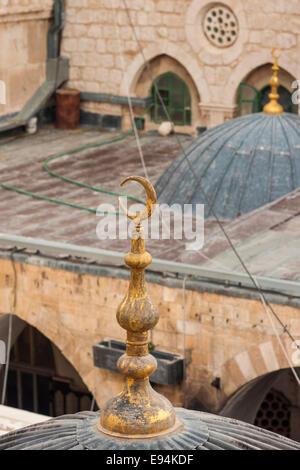 Hébron,. Détails du haut de la caverne de Macpéla, dit être le lieu de sépulture des patriarches des Juifs. Banque D'Images