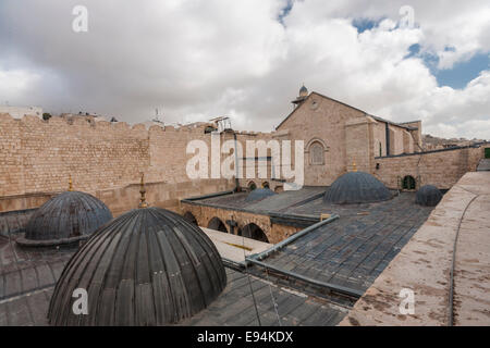 Hébron, Israël/Cisjordanie. Le haut de la caverne de Macpéla, dit être le lieu de sépulture des patriarches des Juifs. Banque D'Images