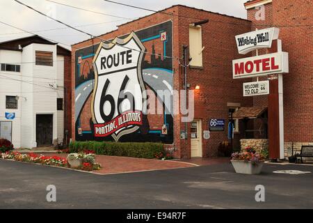 Route 66 peinture murale. Musée Route 66, Pontiac, Illinois Banque D'Images