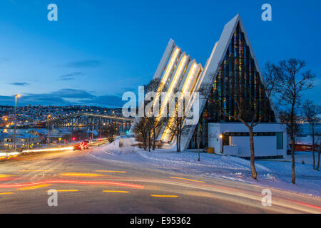 Cathédrale de l'Arctique, l'architecte Jan Inge Hovig, Tromso, Troms, Norvège Banque D'Images