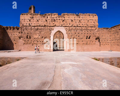 Des ruines historiques du Palais El Badi, Marrakech, Marrakech-Tensift-Al Haouz, Maroc Banque D'Images