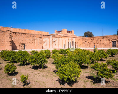 Des ruines historiques du Palais El Badi, Marrakech, Marrakech-Tensift-Al Haouz, Maroc Banque D'Images