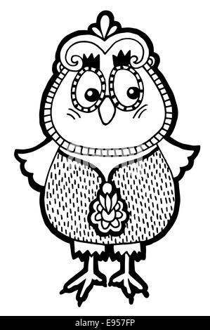 Illustrations originales de owl, encre Dessin à la main dans un style ethnique Banque D'Images