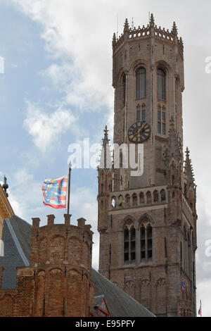 Belfort Tower, Place du marché, Bruges, Belgique Banque D'Images