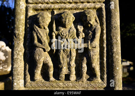 Détail panneau montrant l'arrestation du christ libre Croix de Muiredach 10e siècle tête de roue cross monasterboice religion Banque D'Images