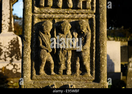Détail panneau montrant l'arrestation du christ libre Croix de Muiredach 10e siècle tête de roue cross monasterboice religion Banque D'Images