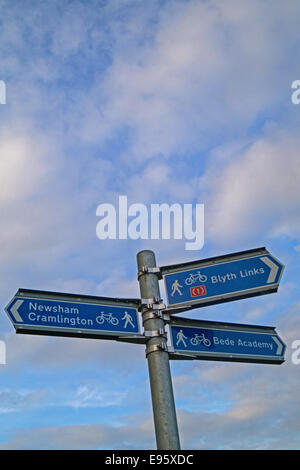 Randonnée et Sentier des signes, Blyth, Northumberland, Angleterre, Royaume-Uni, Europe Banque D'Images