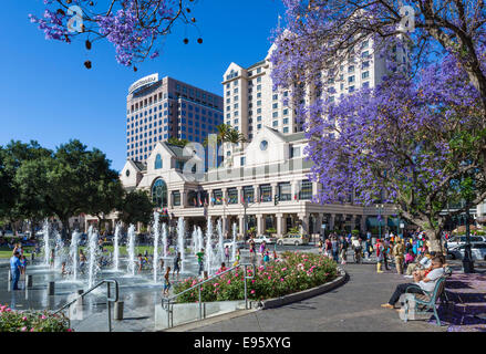 Plaza de Cesar Chavez dans le centre-ville de San Jose, le comté de Santa Clara, Californie, USA Banque D'Images