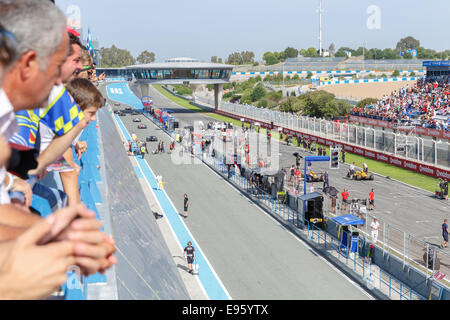 Les conducteurs vont à leur position de départ pour l'Eurocup Formula Renault 2.0 course à Jerez Banque D'Images