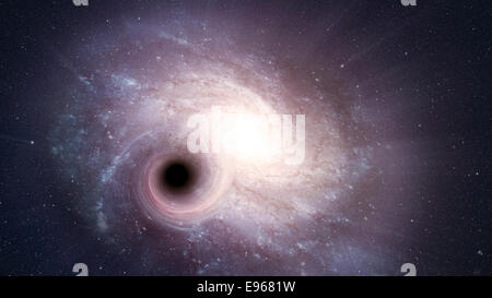 Avis d'une grande galaxie spirale et un trou noir Banque D'Images