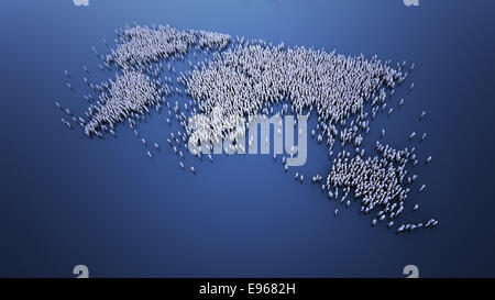 Grande foule de personnes formant une carte du monde Banque D'Images