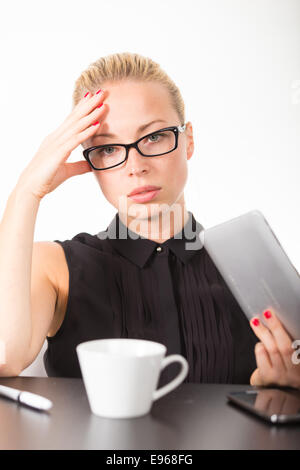 Business Woman working on tablet PC. Banque D'Images