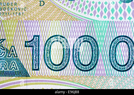 Détail d'un dinar croate 1993 Billet de 100 000 anti-contrefaçon de l'impression de sécurité Banque D'Images