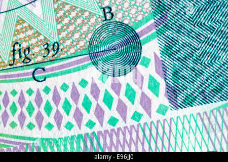 Détail d'un dinar croate 1993 Billet de 100 000 anti-contrefaçon de l'impression de sécurité Banque D'Images