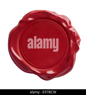 Sceau de cire rouge isolé avec chemin de détourage inclus Banque D'Images
