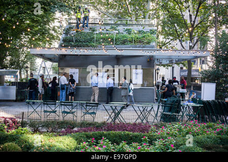 Déçu et visiteurs curieux dans le populaire restaurant Shake Shack au Madison Square Park de New York Banque D'Images