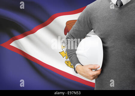 Ingénieur avec drapeau sur arrière-plan - Samoa Américaines Banque D'Images