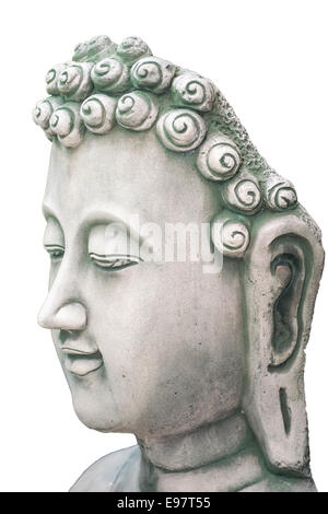 Tête de Bouddha de Thaïlande isolated on white Banque D'Images