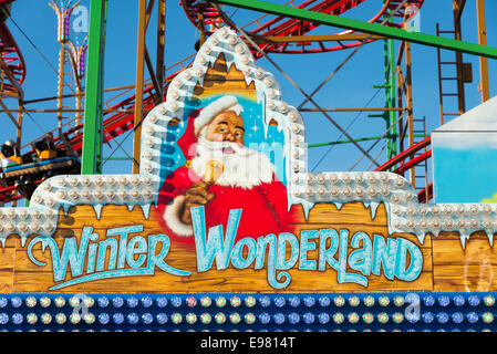 Fête foraine de Noël au Winter Wonderland, Hyde Park, London, England, UK Banque D'Images