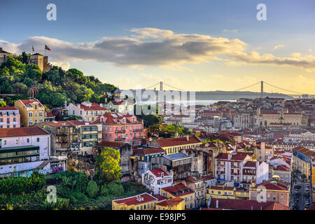 Lisbonne, Portugal skyline at Château Sao Jorge. Banque D'Images