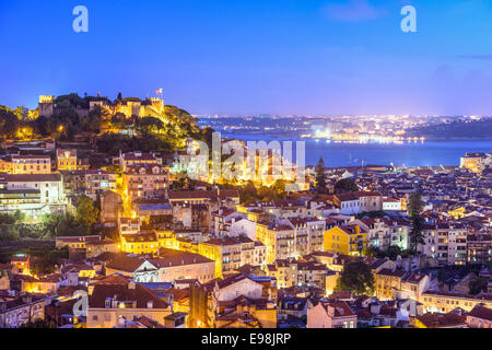 Lisbonne, Portugal skyline at Château Sao Jorge. Banque D'Images