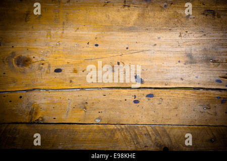 Arrière-plan de vieilles planches en bois avec grain, texture, les fissures et les taches. Banque D'Images