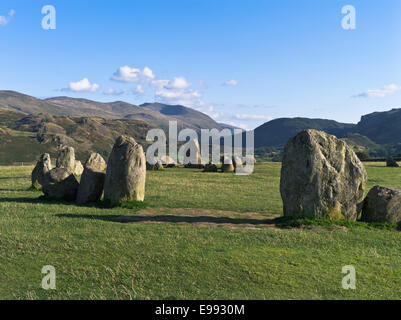 Pierres de Castlerigg dh KESWICK LAKE DISTRICT menhirs néolithiques surplombant la vallée de Cumbria Banque D'Images