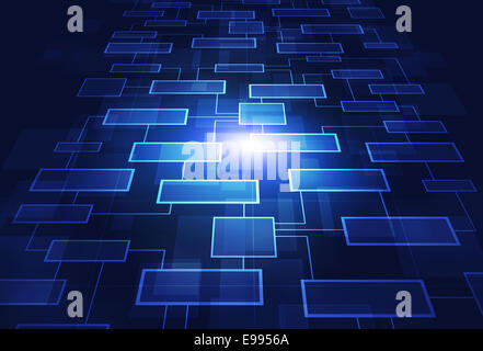 Concept abstrait communication business Flow chart on blue background Banque D'Images