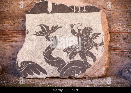 Fragment d'une mosaïque romaine Les Thermes de Caracalla à Rome Banque D'Images