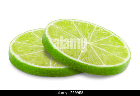 Tranche de lime frais isolé sur fond blanc Banque D'Images