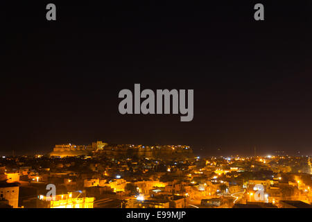 Fort de Jaisalmer nuit Paysage urbain Banque D'Images