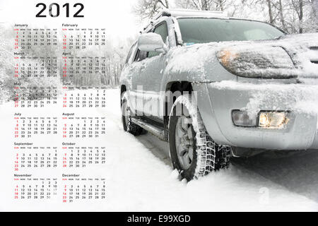 Calendrier élégant avec voiture pour 2012. Banque D'Images