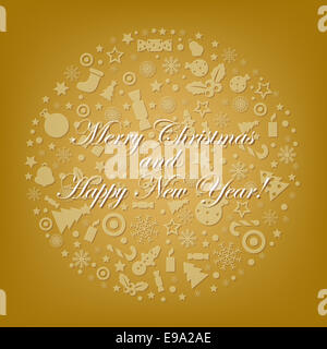 Sphère d'icônes stylisées d'or Banque D'Images