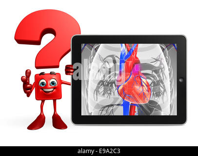 Personnage de point d'interrogation avec l'anatomie cardiaque Banque D'Images