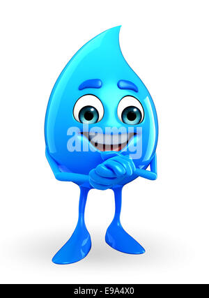 Personnage de goutte d'eau est heureux Banque D'Images