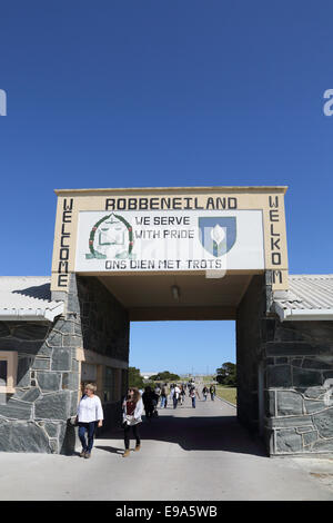 Entrée de l'île de Robben Island au large de la côte de Cape Town Banque D'Images