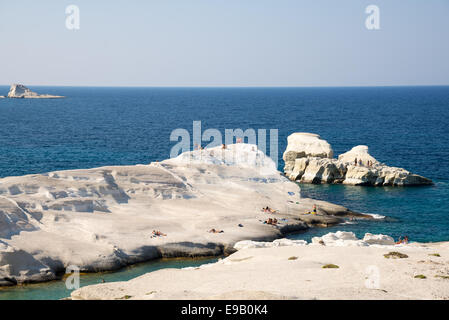 Sculptures en grès de plage de sarakiniko à Milos Grèce Banque D'Images