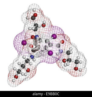 L'Iohexol molécule de contraste. Utilisé dans les procédures de la coronarographie. Les atomes sont représentés comme des sphères avec col classique Banque D'Images