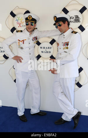 Woolloomooloo, Cowper Wharf Road, Sydney, NSW, Australie. 23 octobre 2014. Hamish et Andy au Sony Foundation's Wharf4Ward levée de fonds annuelle à Woolloomooloo, Cowper Wharf Road, à Sydney. Crédit : Copyright 2014 Richard Milnes/Alamy Live News Banque D'Images