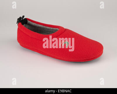 La femme rouge mocassin slipper Banque D'Images