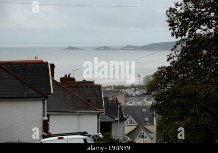 Cwmdonkin Drive, Swansea surplombant vers Mumbles Banque D'Images