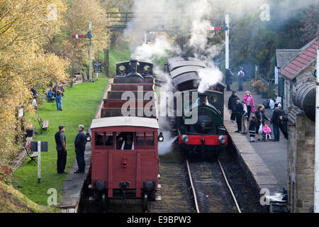 Les moteurs à vapeur à la Andrews House station sur le chemin de Tanfield, Durham Banque D'Images