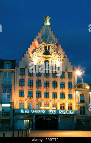 La Voix du Nord, grand bâtiment journal Place-Place le Général de Gaulle, Lille, Nord-Pas de Calais, France Banque D'Images