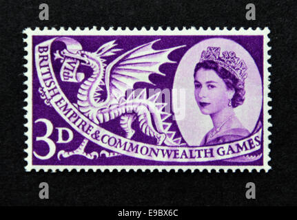 Timbre-poste. La Grande-Bretagne. La reine Elizabeth II. VIth.British Empire & Commonwealth Games. 1958. Banque D'Images