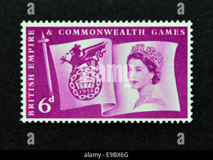 Timbre-poste. La Grande-Bretagne. La reine Elizabeth II. VIth.British Empire & Commonwealth Games. 1958. Banque D'Images